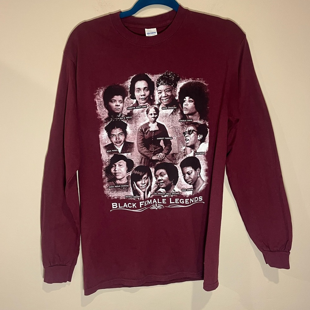 Black Female Legends Long Sleeve M Maroon